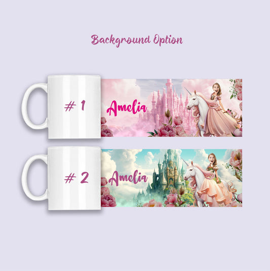 Cartoon Custom Mug Unicorn and Princess, Cup for Girl - Custamazegifts.com 