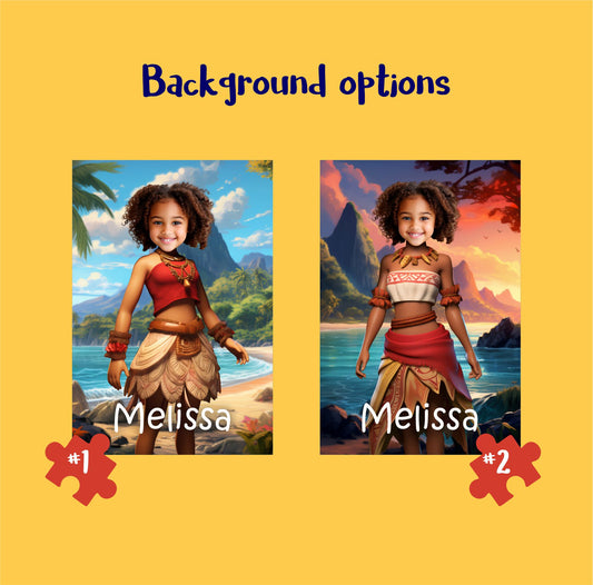 Moana Princess Girls Photo gift Kids Face on Puzzle, Custom Game Puzzle - Custamazegifts.com 