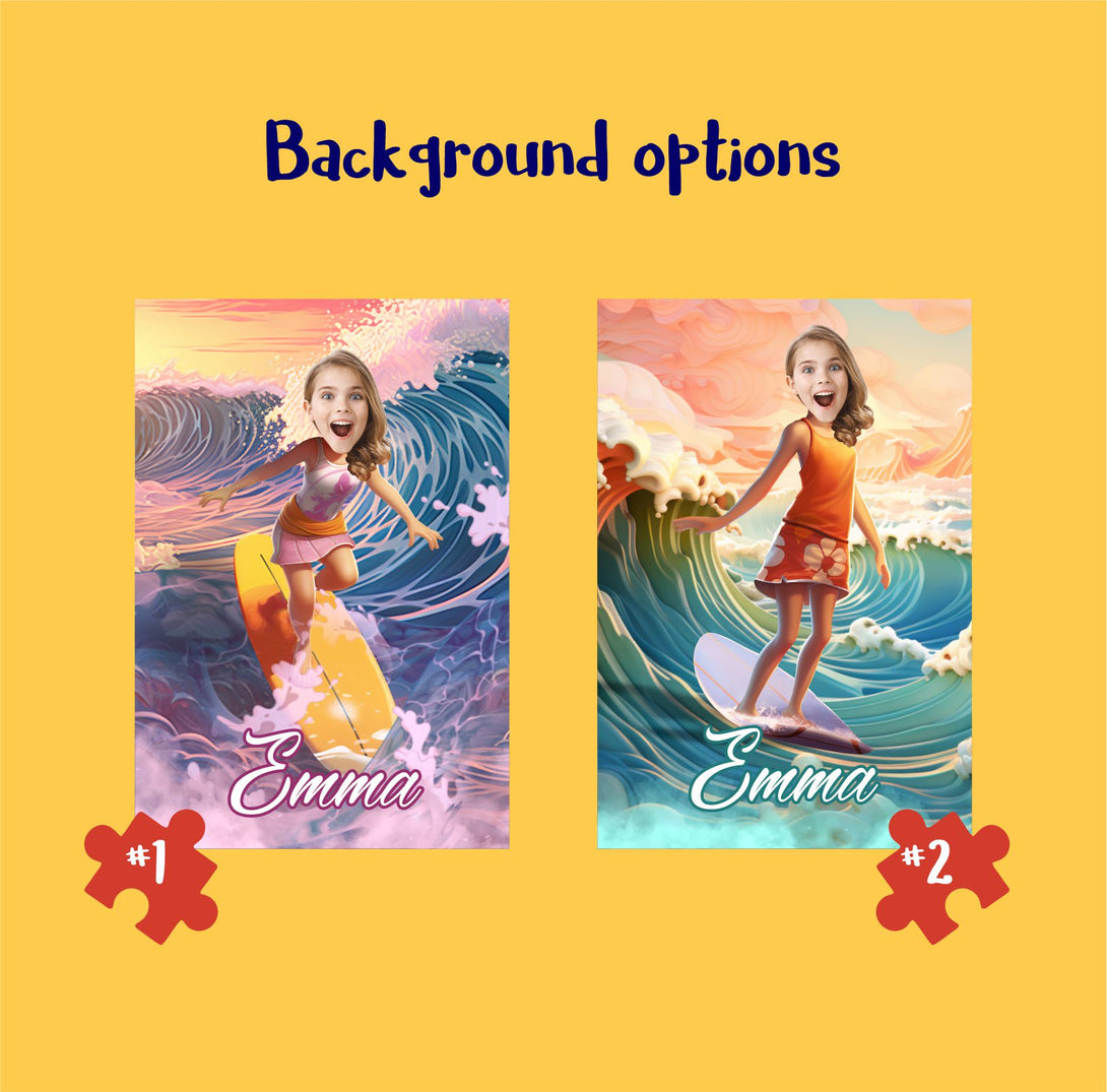 Surfer Girl Custom Puzzle from Photo, Custom Kids Puzzle - Custamazegifts.com 