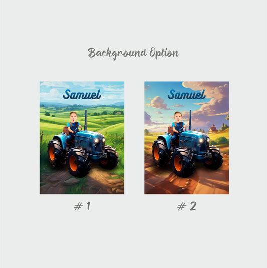 Tractor Lover Gift, Boys Personalized Canvas Tractor Driver Custom Portrait - Custamazegifts.com 