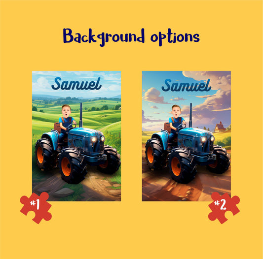 Custom Photo Puzzle Tractor Driver Personalized Boy Birthday Gift Ideas - Custamazegifts.com 