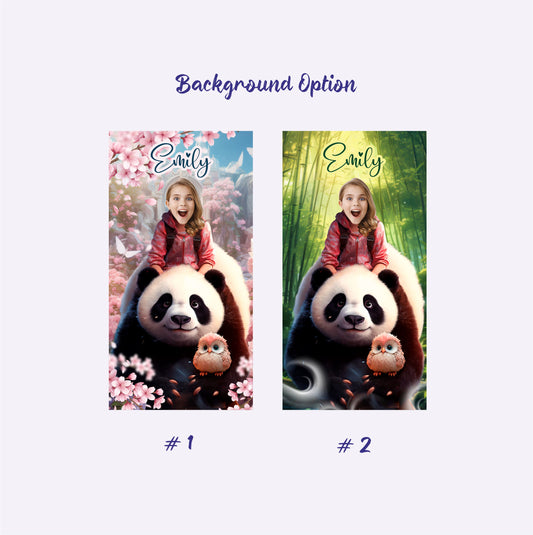 Customized Panda Lover Bath Towel, Personalized Girl and Panda Beach Towel - Custamazegifts.com 