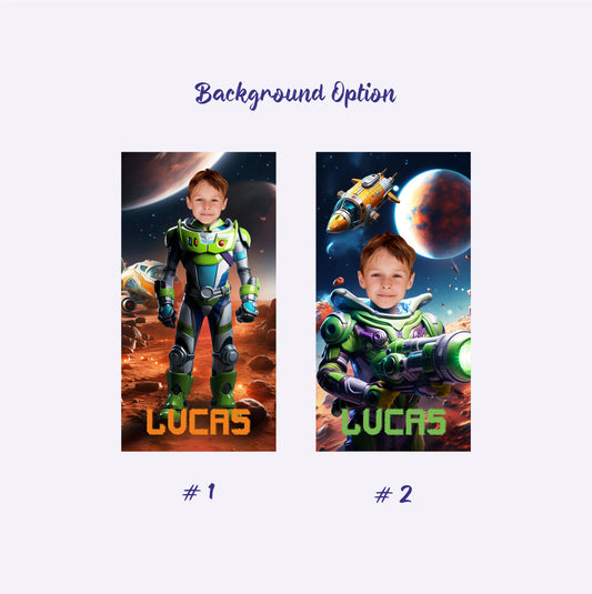 Boys Face Beach Towel Buzz Lightyear Custom Towel - Custamazegifts.com 