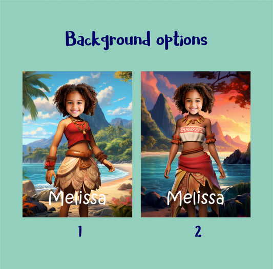 Personalized Poster Custom Prints Kids Moana Princess - Custamazegifts.com 