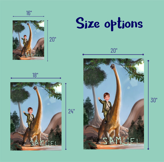 Kids Dinosaur Photo Poster, Brachiosaurus Custom Poster Print for Boys - Custamazegifts.com 