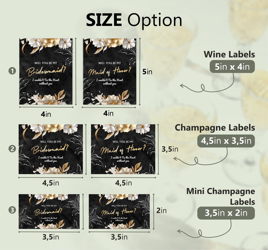 Will You Be My Bridesmaid Champagne Wine Bottle Label Set of 10 Stickers - Custamazegifts.com 