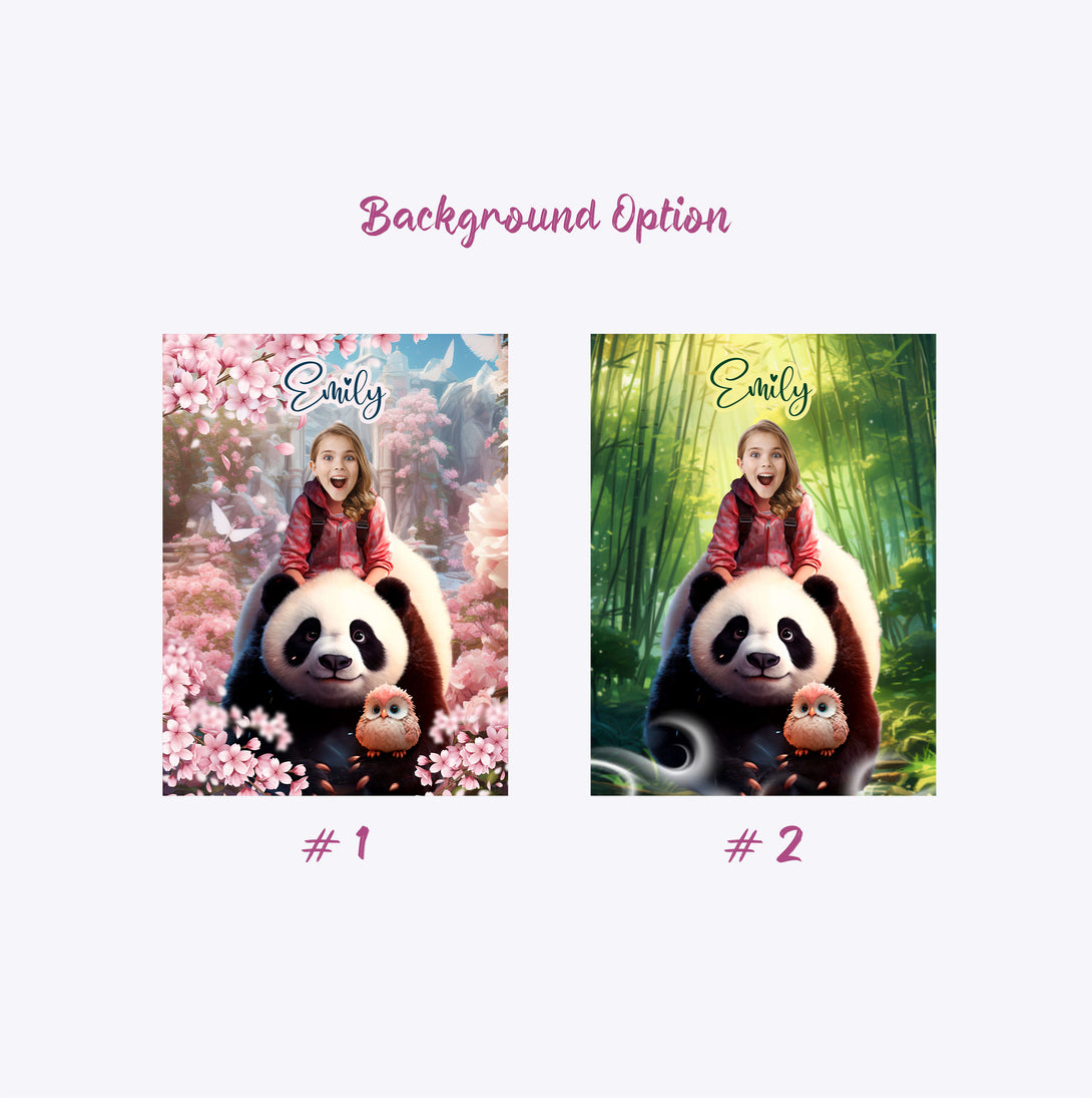 Personalized Panda and Girl Canvas, Custom Portrait from Photo - Custamazegifts.com 