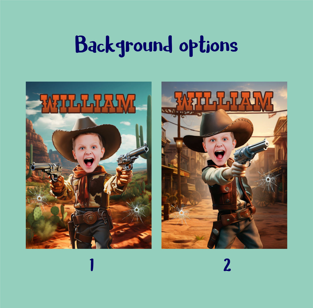 Western Boys Custom Poster, Cowboy Custom Portrait from Photo - Custamazegifts.com 