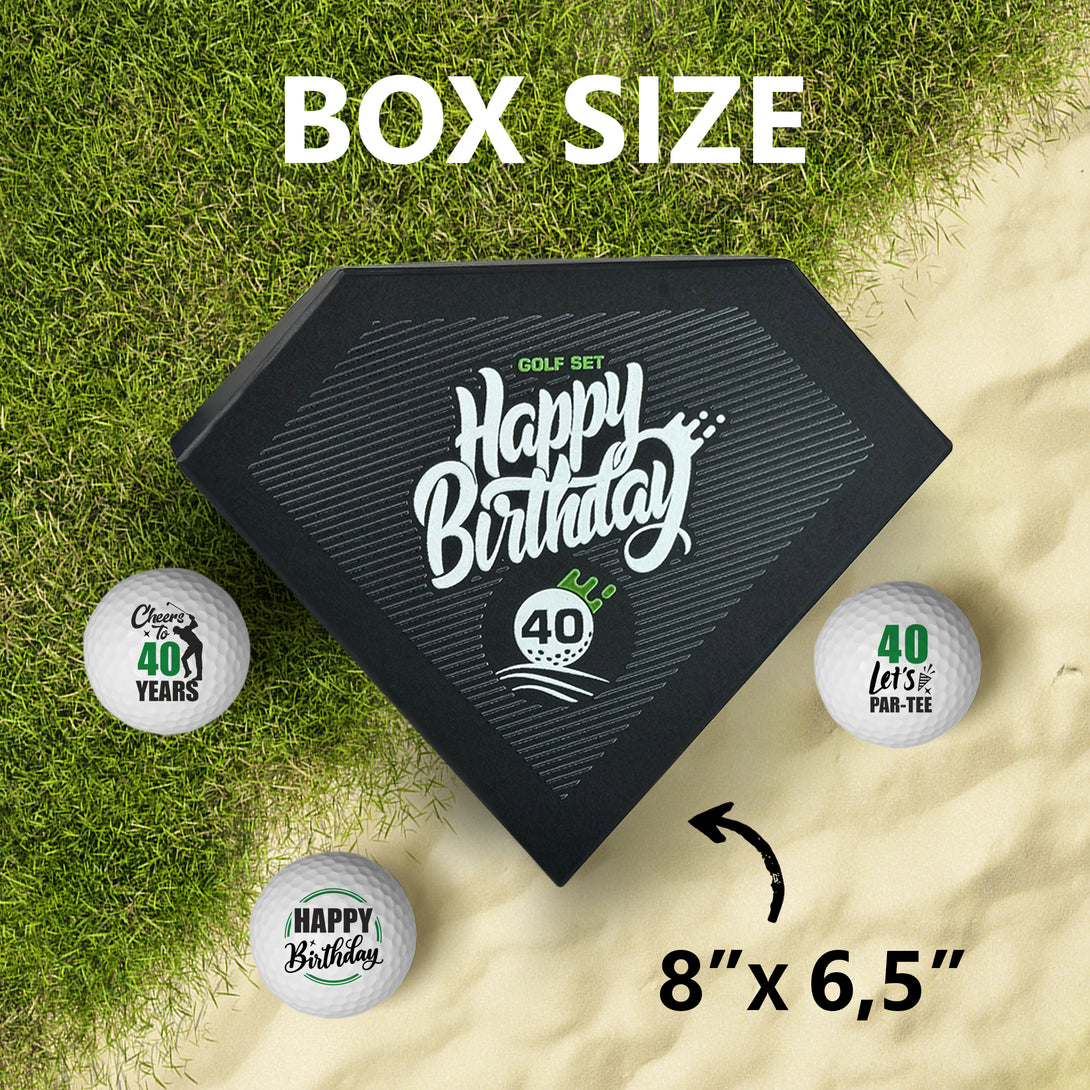 Happy Birthday Golf Gift Box, Personalized 3 Golf Balls with Your Age and 3 Tees - Custamazegifts.com 