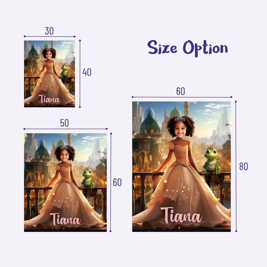 Custom Girl Blanket Princess Tiana, Kids Picture Blankets - Custamazegifts.com 