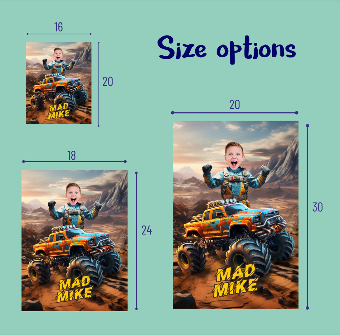 Picture Poster Print Monster Truck, Boys Custom Photo Poster - Custamazegifts.com 