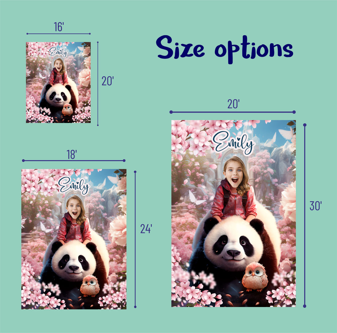 Custom Poster with Panda and Girl from Photo, Panda Lover Portrait - Custamazegifts.com 