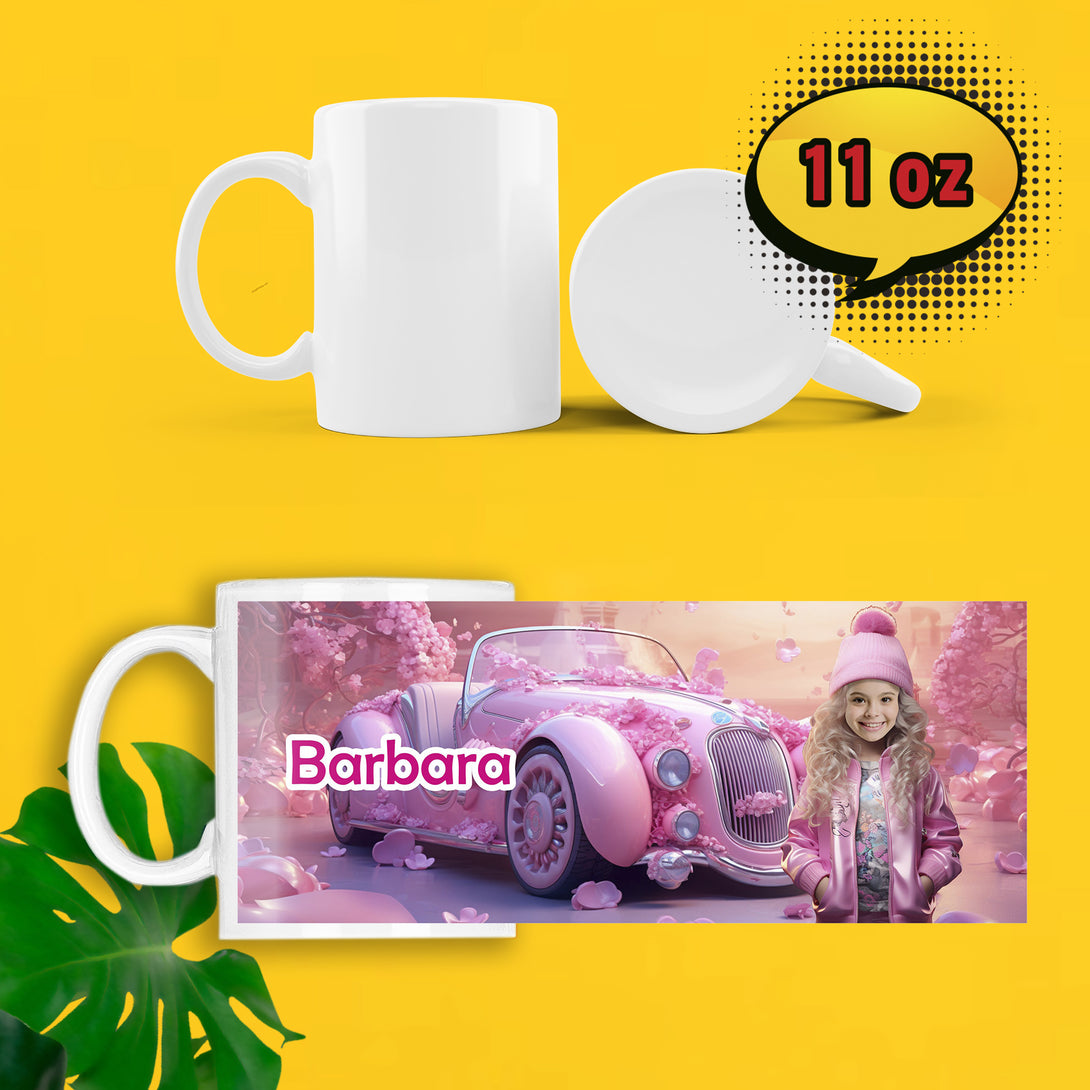 Barbie Girl Name Mug for Little Girl, Birthday Photo Surprise for Her - Custamazegifts.com 