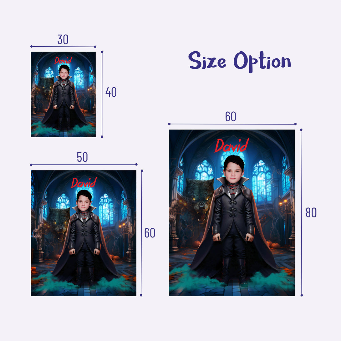 Boy Halloween Gift Personalized Photo Blanket, Custom Dracula Vampire Blanket - Custamazegifts.com 