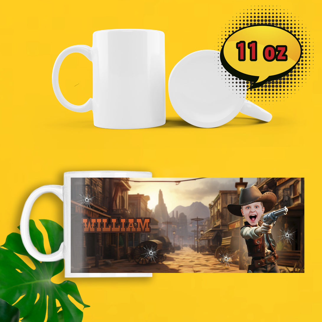 Western Boys Custom Mug, Personalized Mug for Kids - Custamazegifts.com 