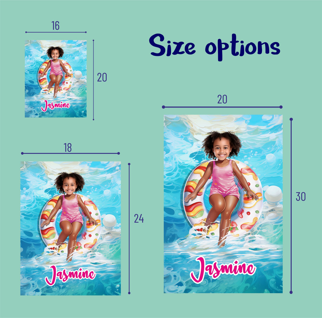 Custom Prints Kids Pool Float and Girl Poster Personalized Portrait Gift for Her - Custamazegifts.com 