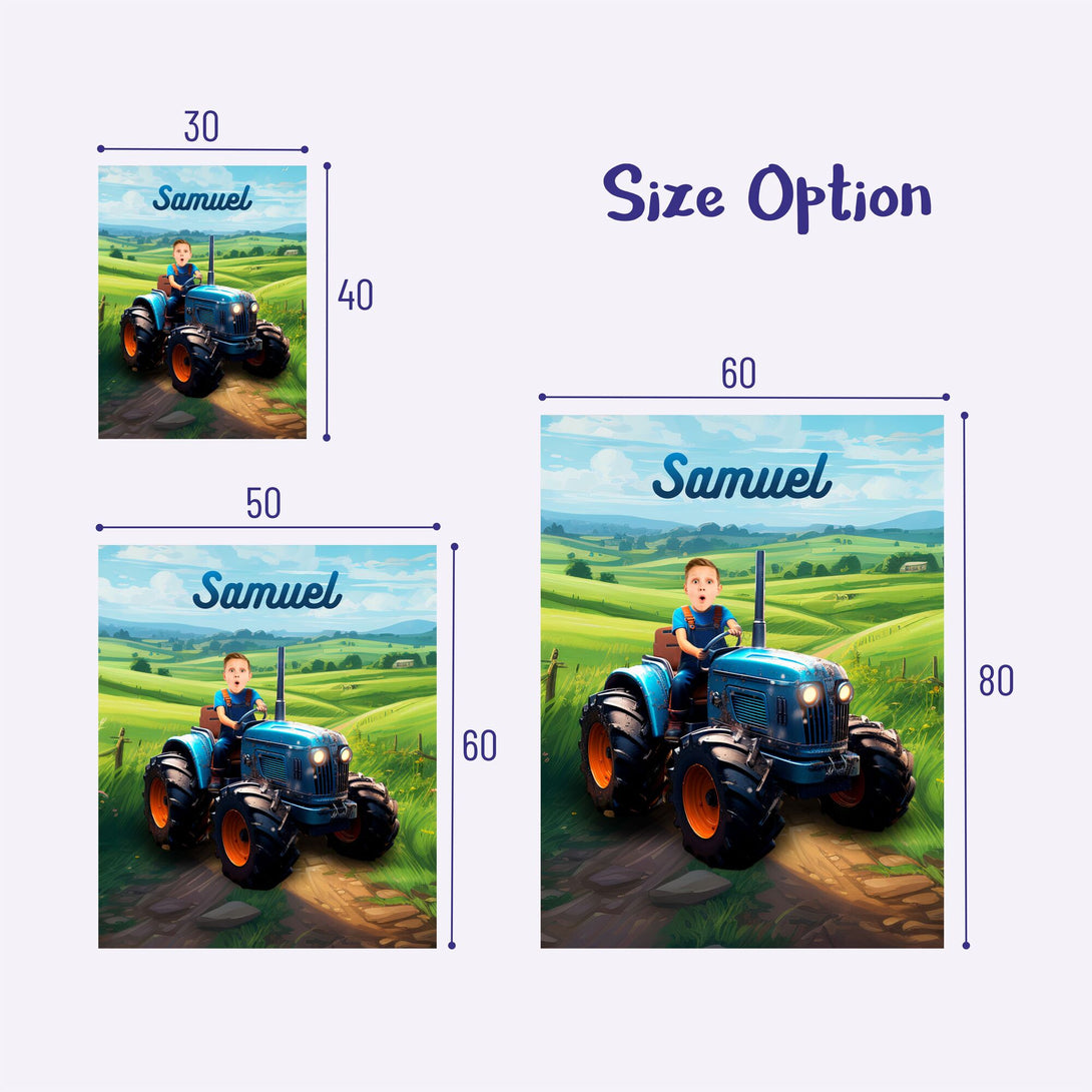 Custom Little Farmer Kids Name Blanket, Boy on Tractor Gift - Custamazegifts.com 