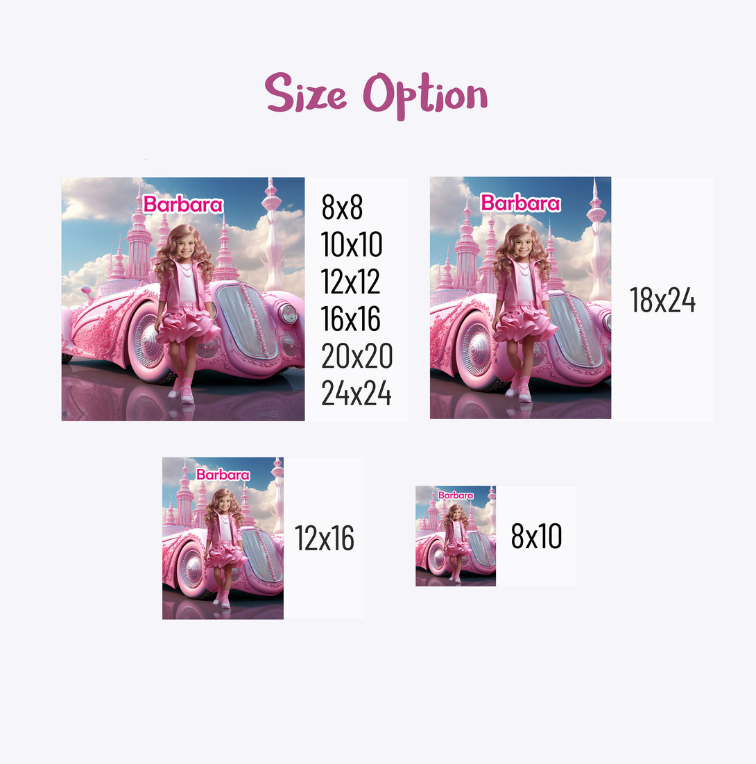 Photo Canvas Barbie Girl Gift, Custom Doll Face Digital Portrait - Custamazegifts.com 