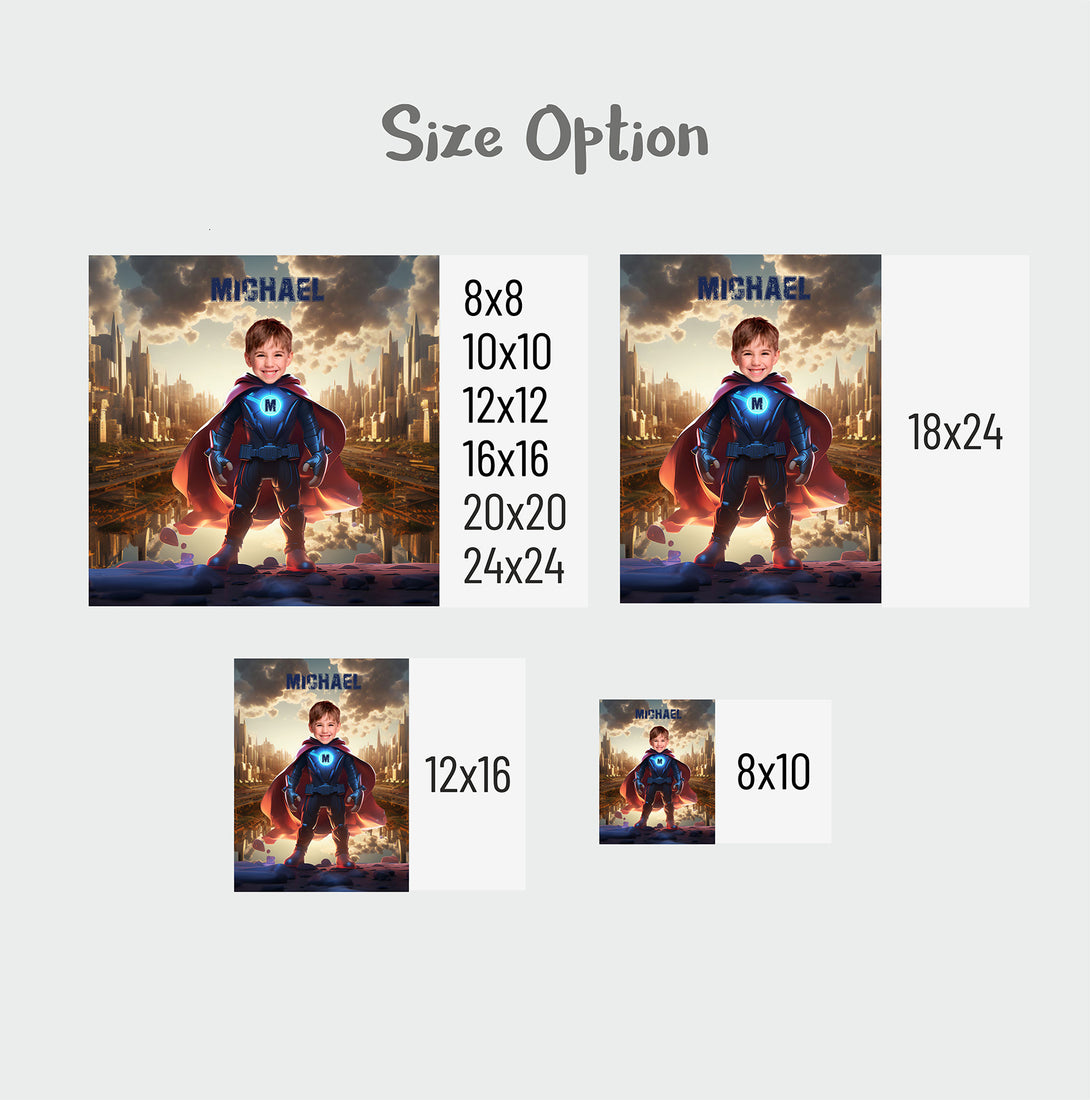 Custom Superhero Boy Photo Canvas, Personalized Canvas Super Hero - Custamazegifts.com 