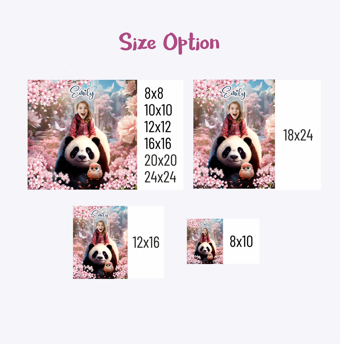 Personalized Panda and Girl Canvas, Custom Portrait from Photo - Custamazegifts.com 