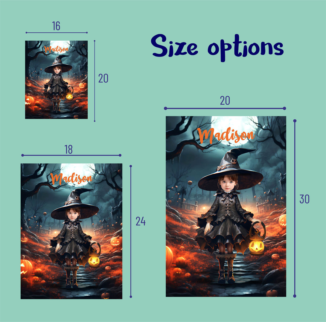 Custom Photo Poster Gift For Kids, Girl Halloween Witch Portrait - Custamazegifts.com 