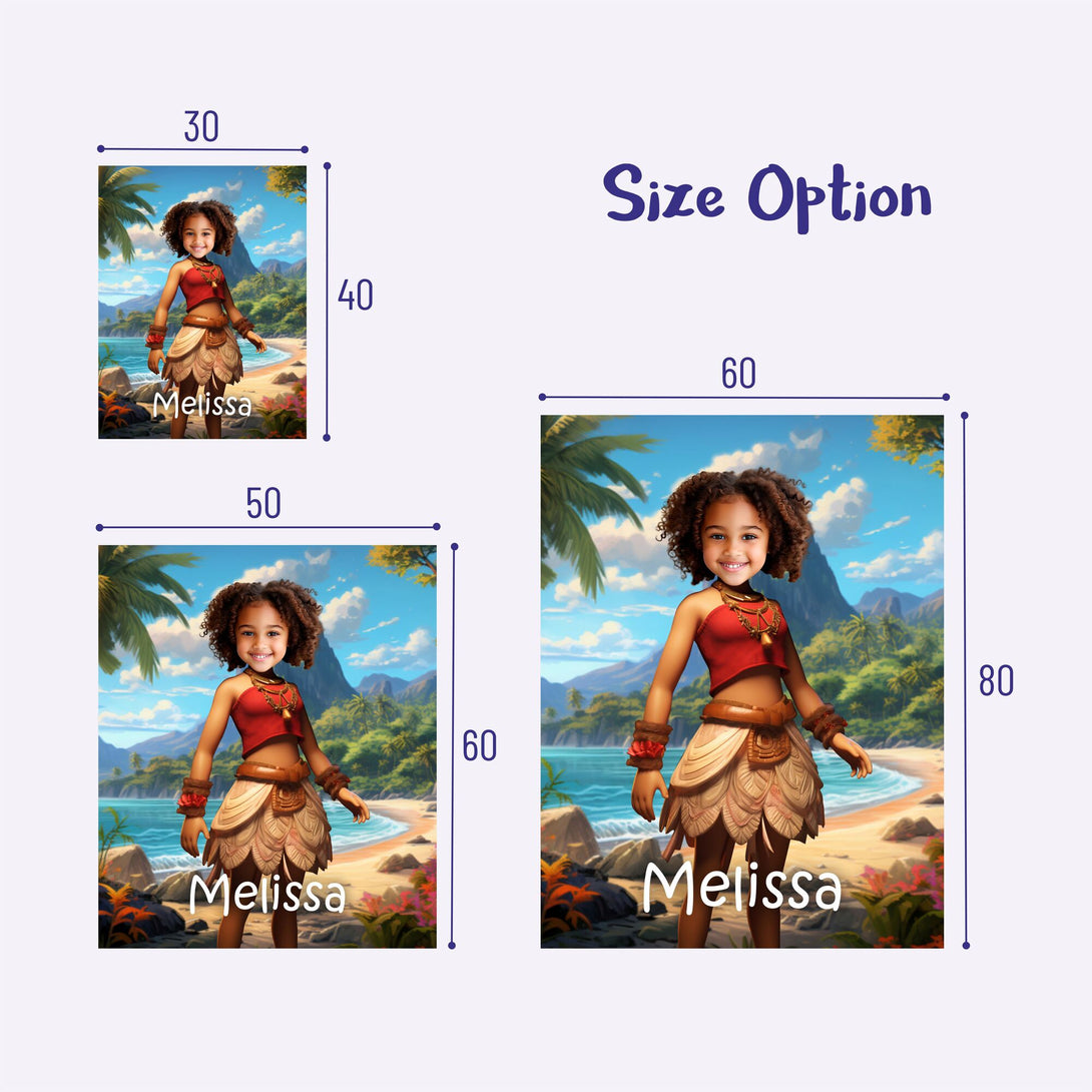 Custom Moana Blanket for Girls, Princess Inspired Birthday Gift - Custamazegifts.com 