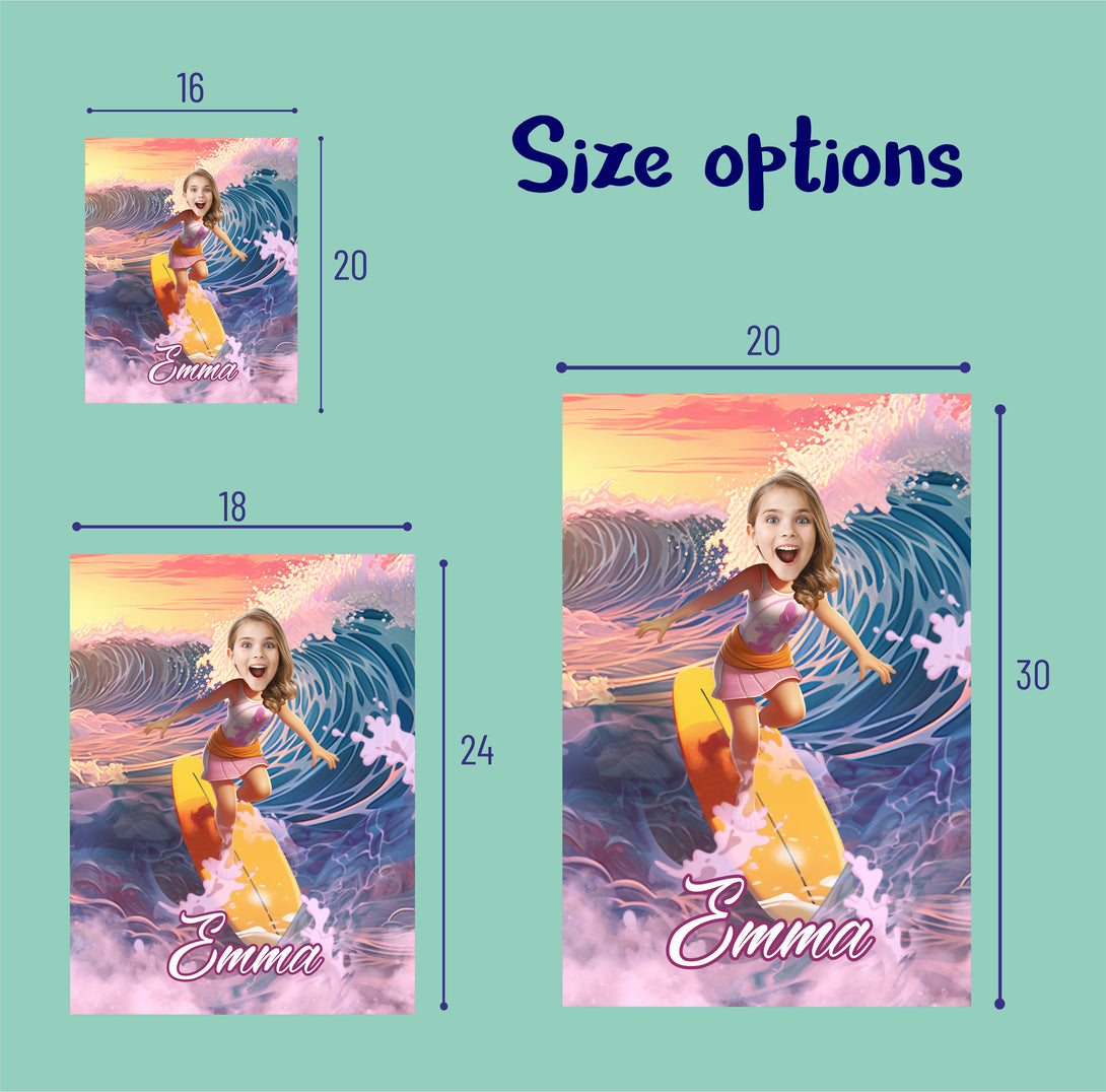 Personalized Surfer Girl Poster, Beach Lover Custom Photo Gift - Custamazegifts.com 