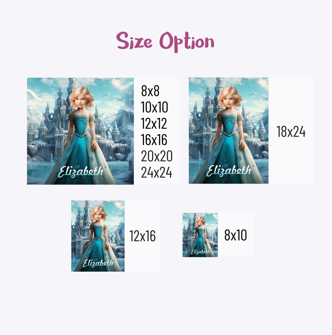 Print Customizable Canvas Elsa Girl Gift, Frozen Princesses Portrait From Photo - Custamazegifts.com 