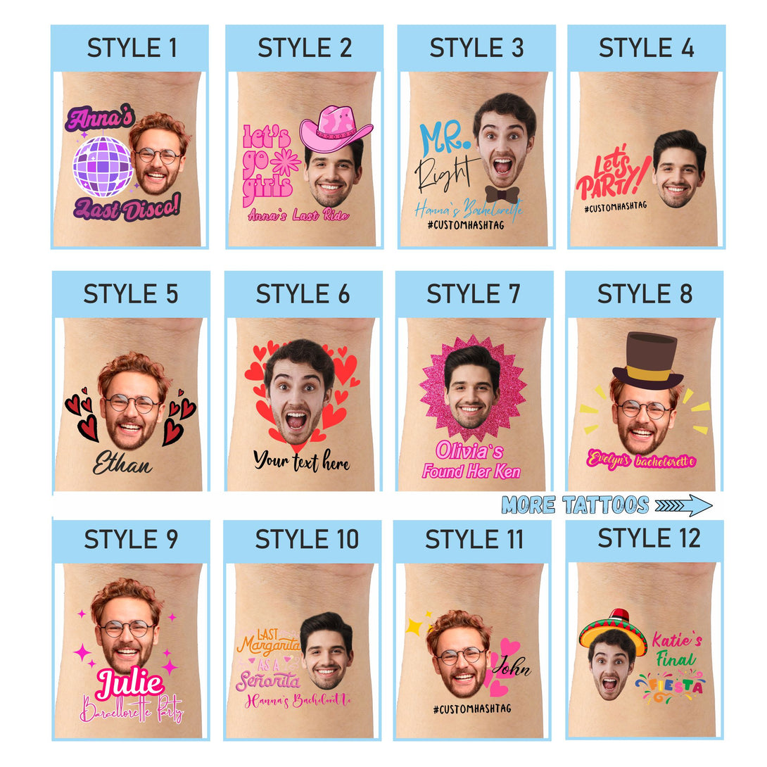 Groom Face Tattoos, Bride Tattoo Bachelorette Party Favours - Custamazegifts.com 