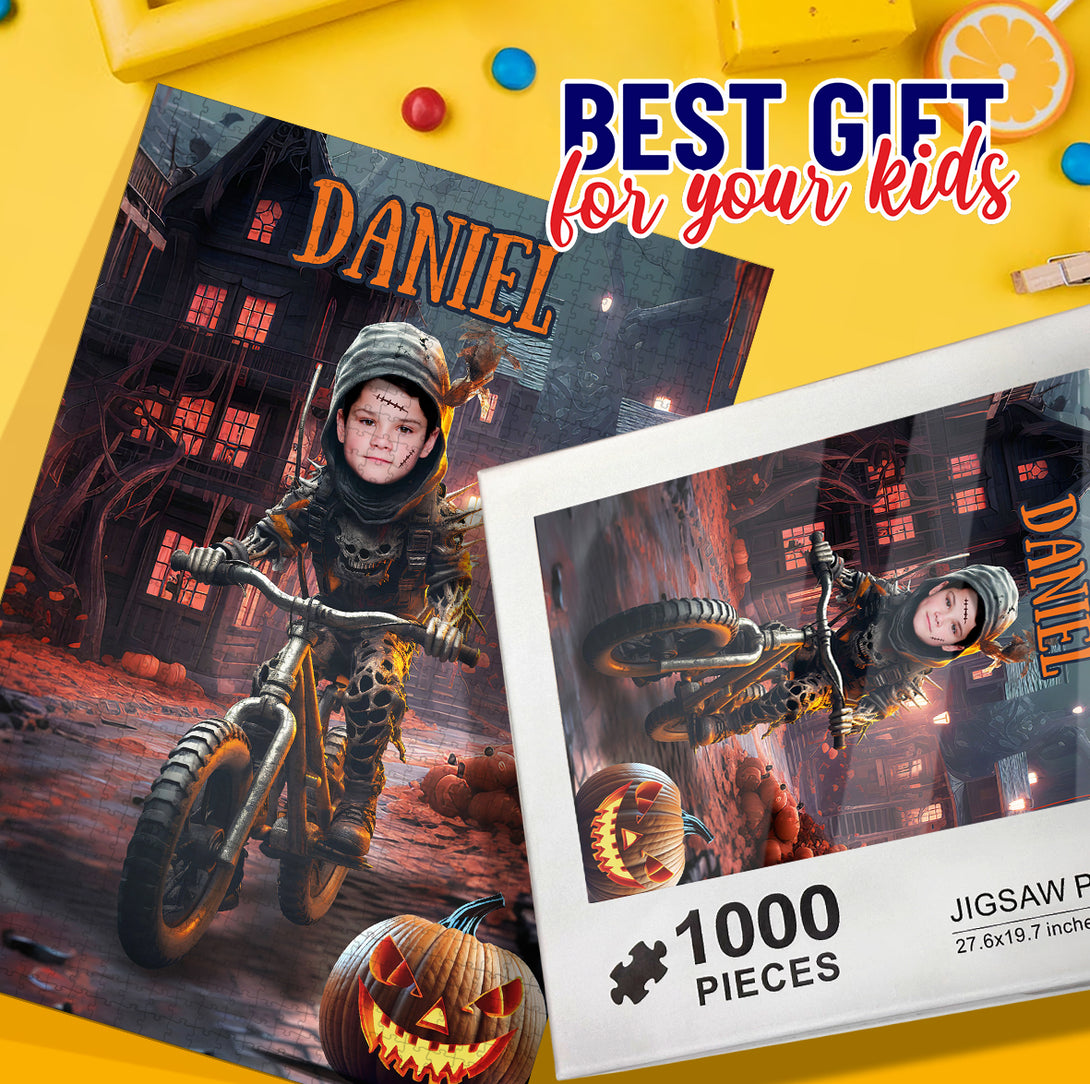 Kids Face on Puzzle Boys Personalized Zombie Photo Gifts - Custamazegifts.com 