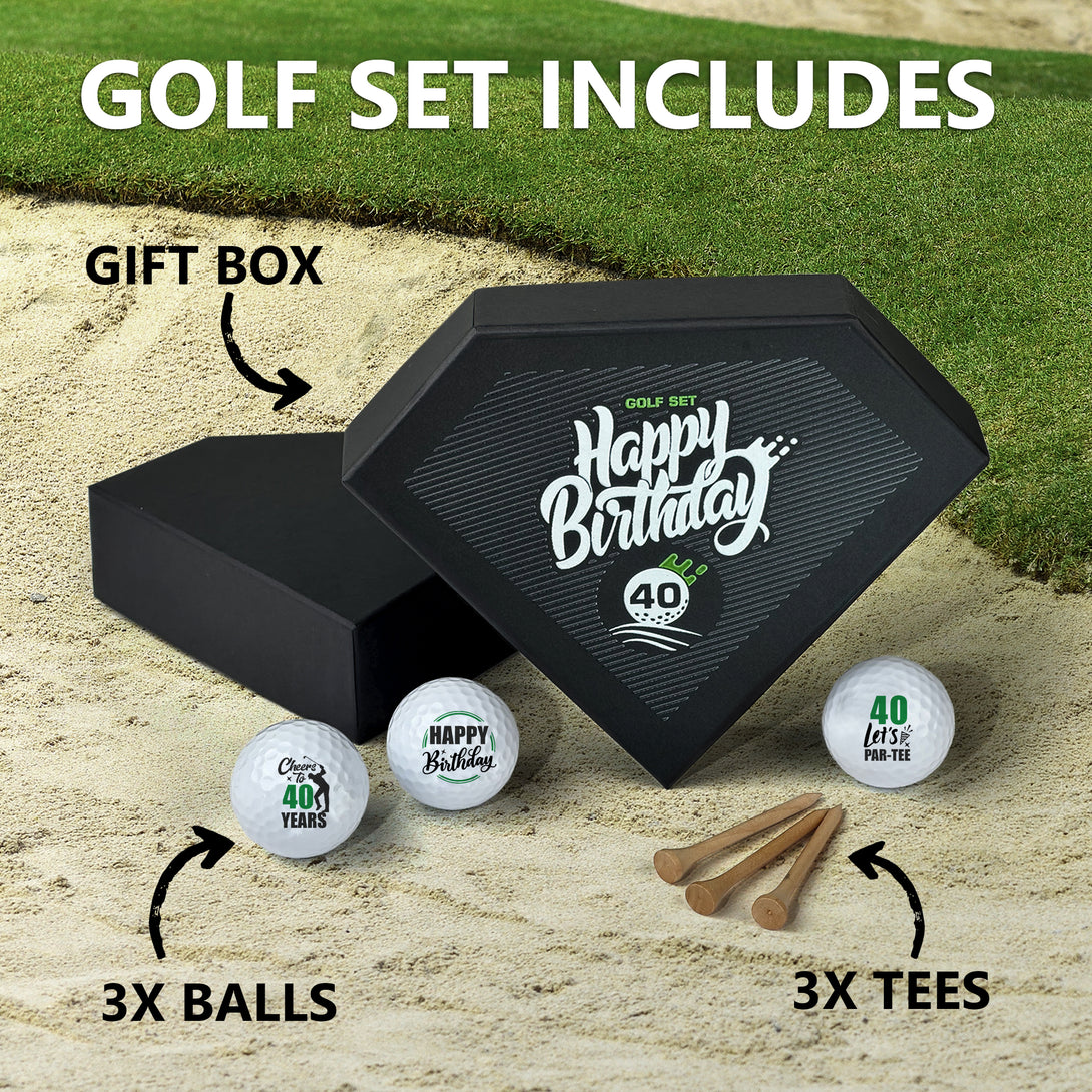 Happy Birthday Golf Gift Box, Personalized 3 Golf Balls with Your Age and 3 Tees - Custamazegifts.com 