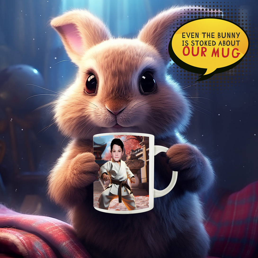 Custom Kids Mug Boy, Karate Gift Mug with Photo - Custamazegifts.com 