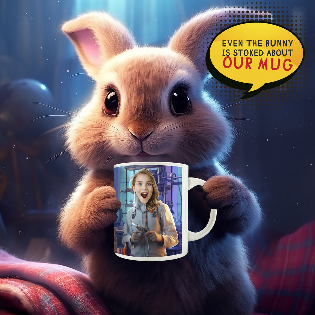 Custom Photo Scientist Girl Mug, Personalized Fairy Tale Girls Gift - Custamazegifts.com 