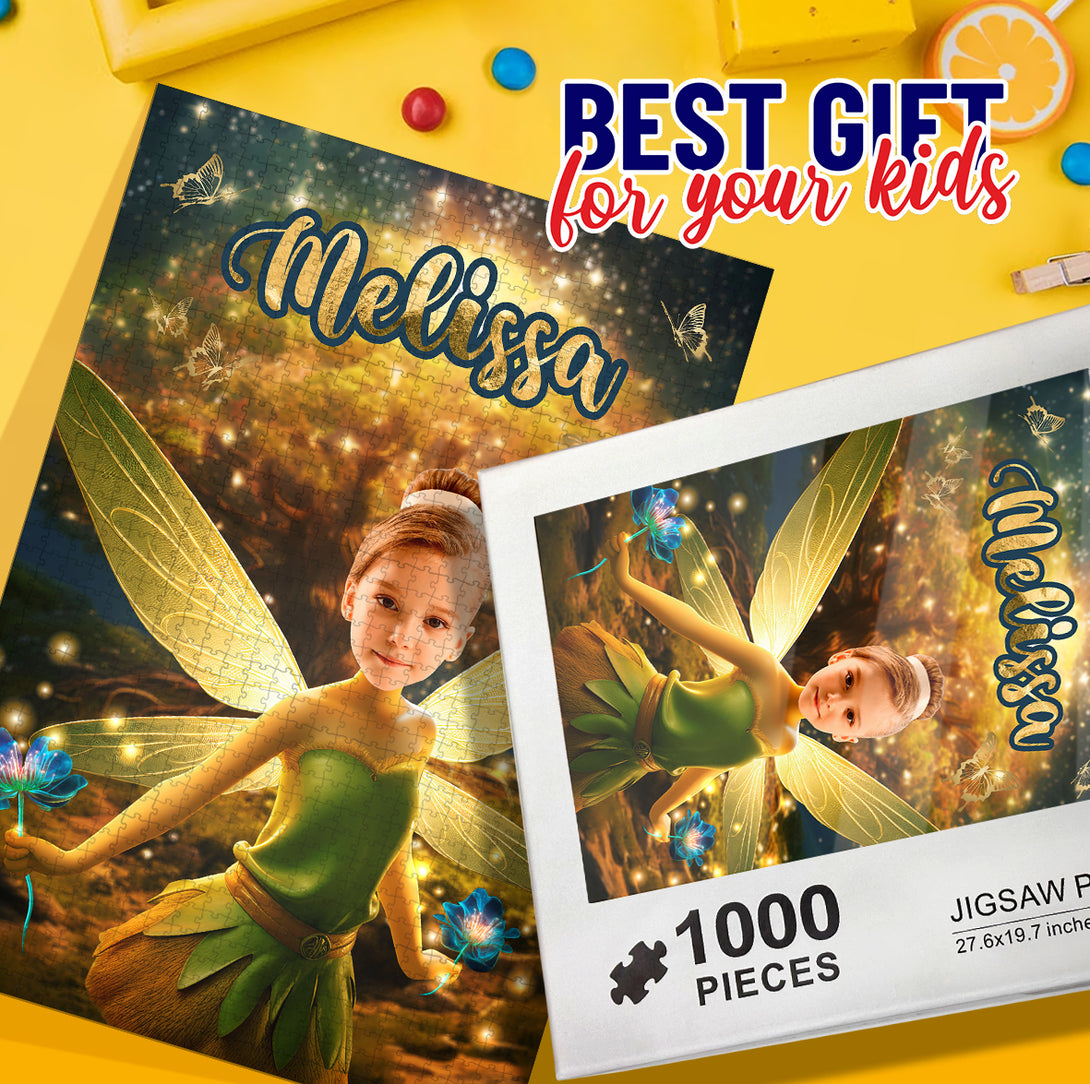 Photo Puzzle Personalized Fairy Gift, Tinkerbell Picture Custom Puzzle - Custamazegifts.com 