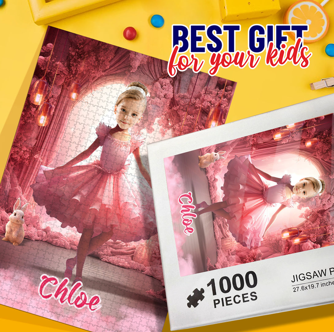 Custom Game Puzzle Personalized Ballerina Gift, Face Photo Puzzle - Custamazegifts.com 