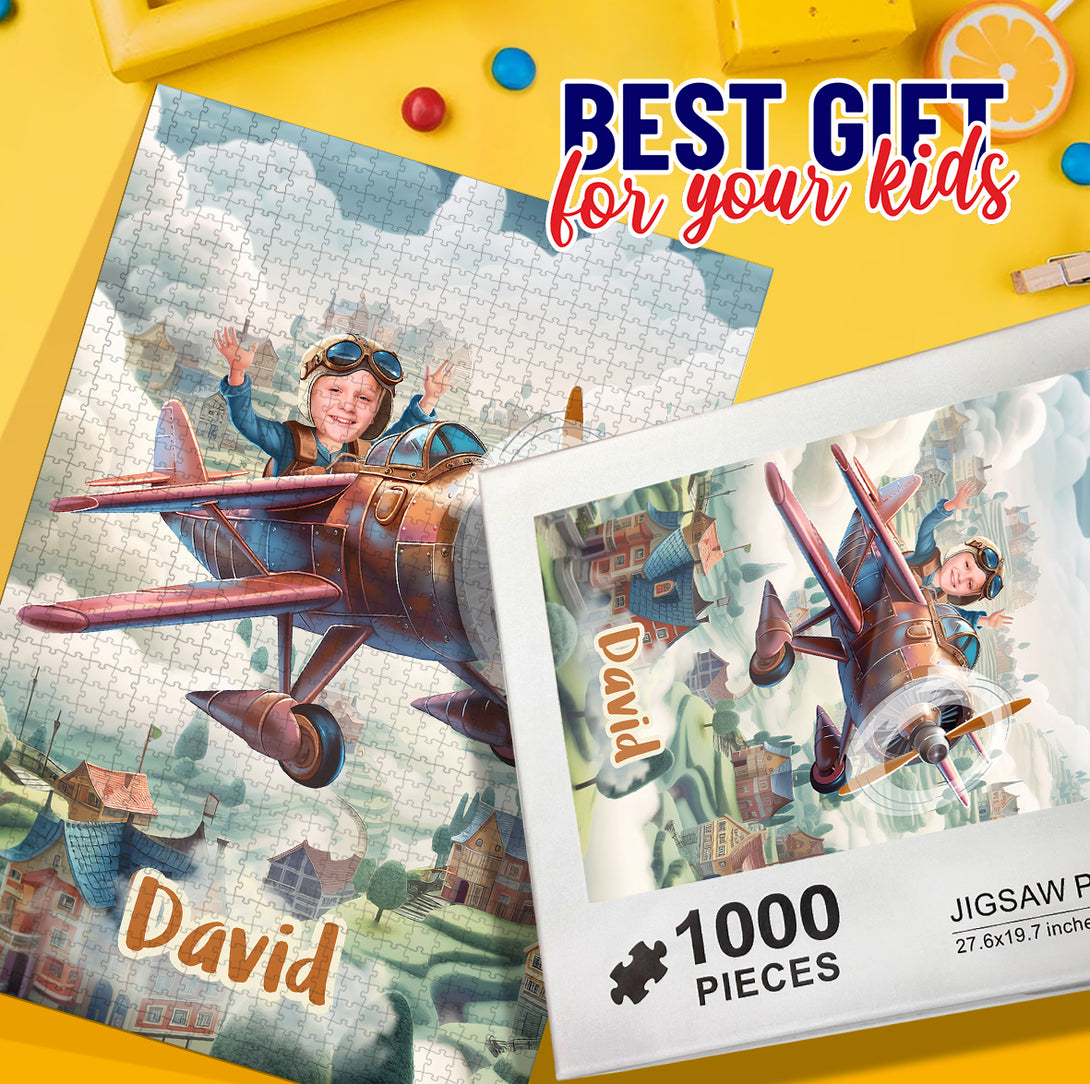 Portrait Puzzle From Photo, Boy Pilot Gift for Him - Custamazegifts.com 