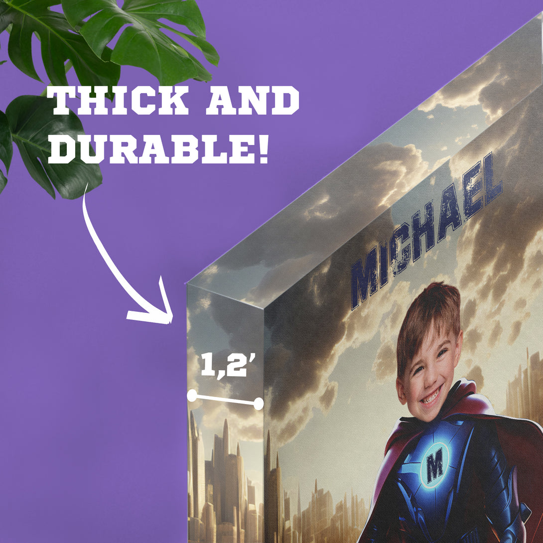 Custom Superhero Boy Photo Canvas, Personalized Canvas Super Hero - Custamazegifts.com 