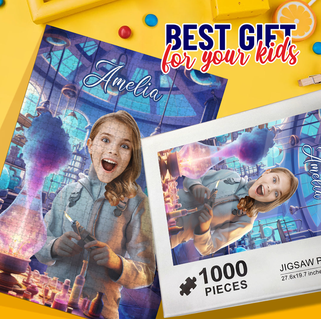 Personalized Jigsaw Photo Puzzle for Gift Scientist Girl - Custamazegifts.com 