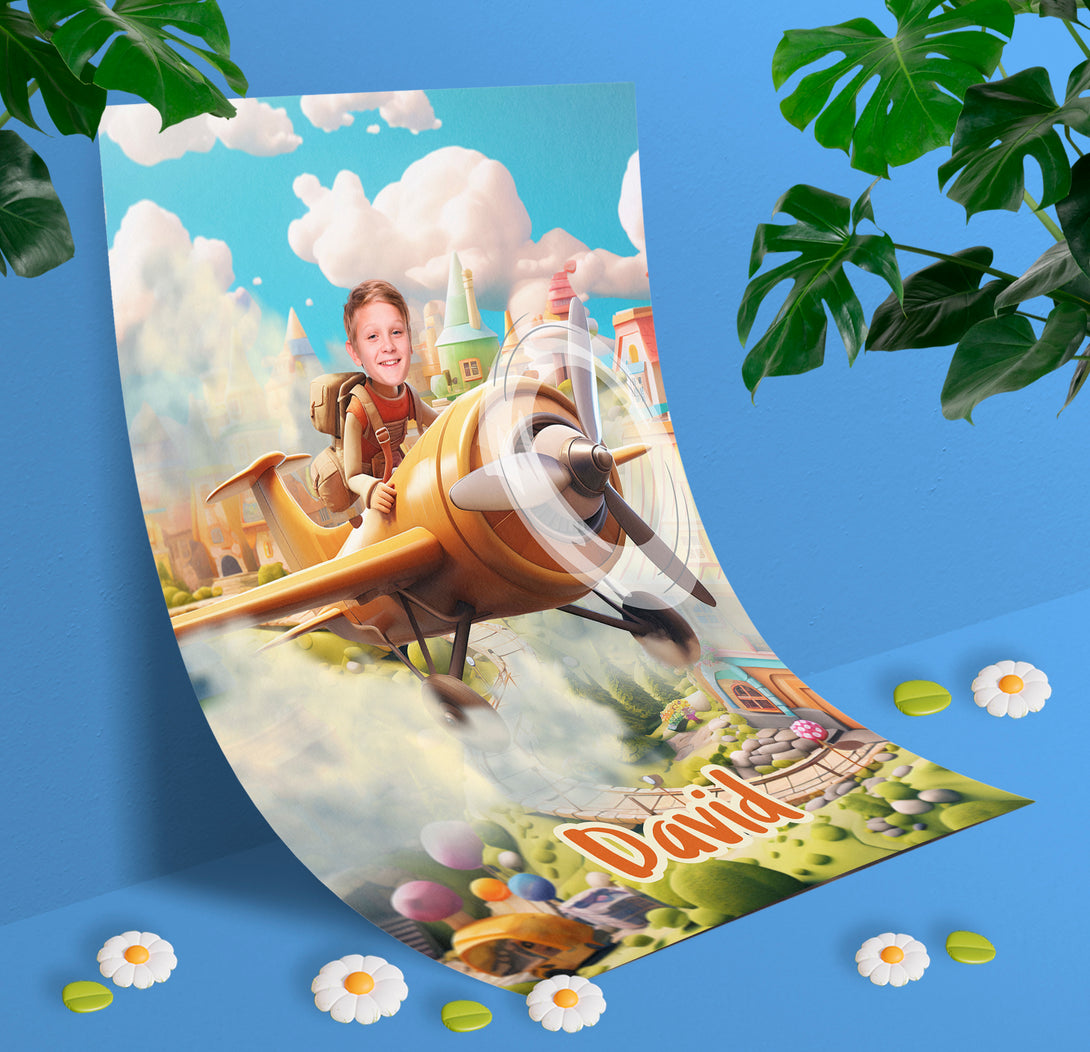 Pilot Gift for Him Custom Poster Digital Photo Airplane Gifts - Custamazegifts.com 