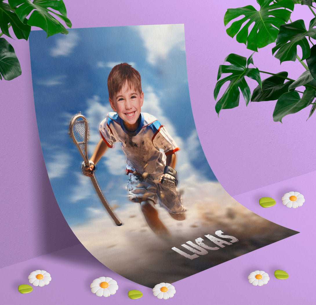 Personalized Lacrosse Boy Photo Poster, Sports Fan Digital Prints - Custamazegifts.com 