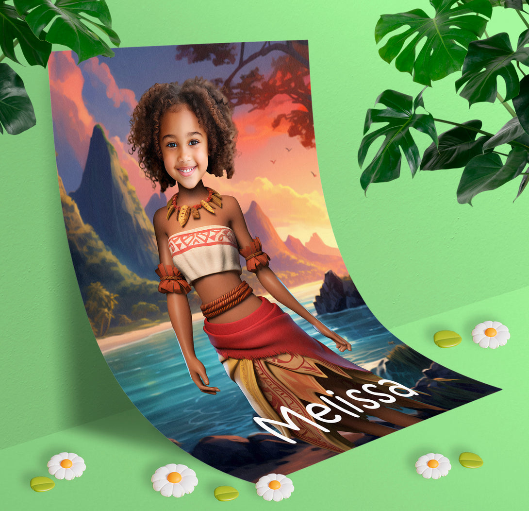 Personalized Poster Custom Prints Kids Moana Princess - Custamazegifts.com 