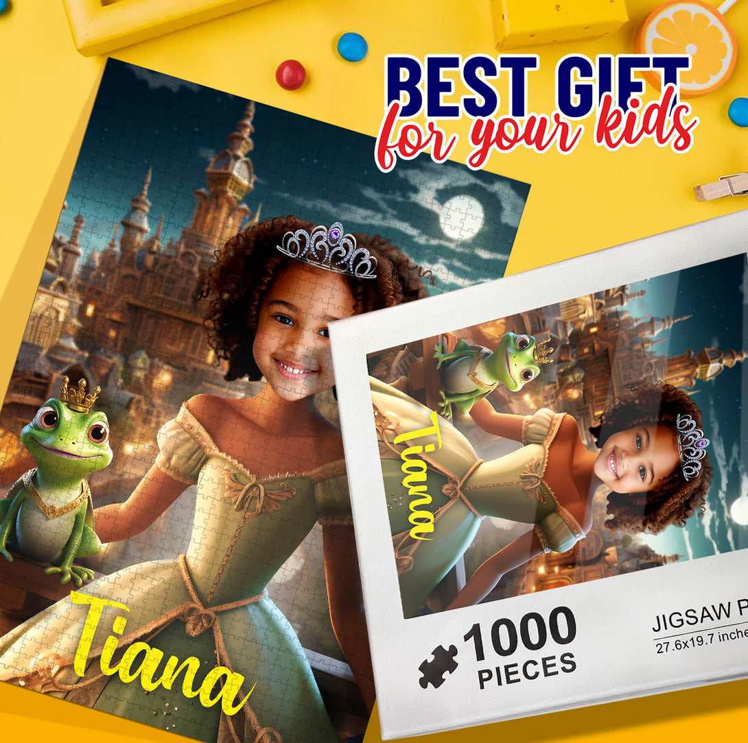 Kids Puzzle Princess Tiana, Girls Custom Photo Puzzle - Custamazegifts.com 