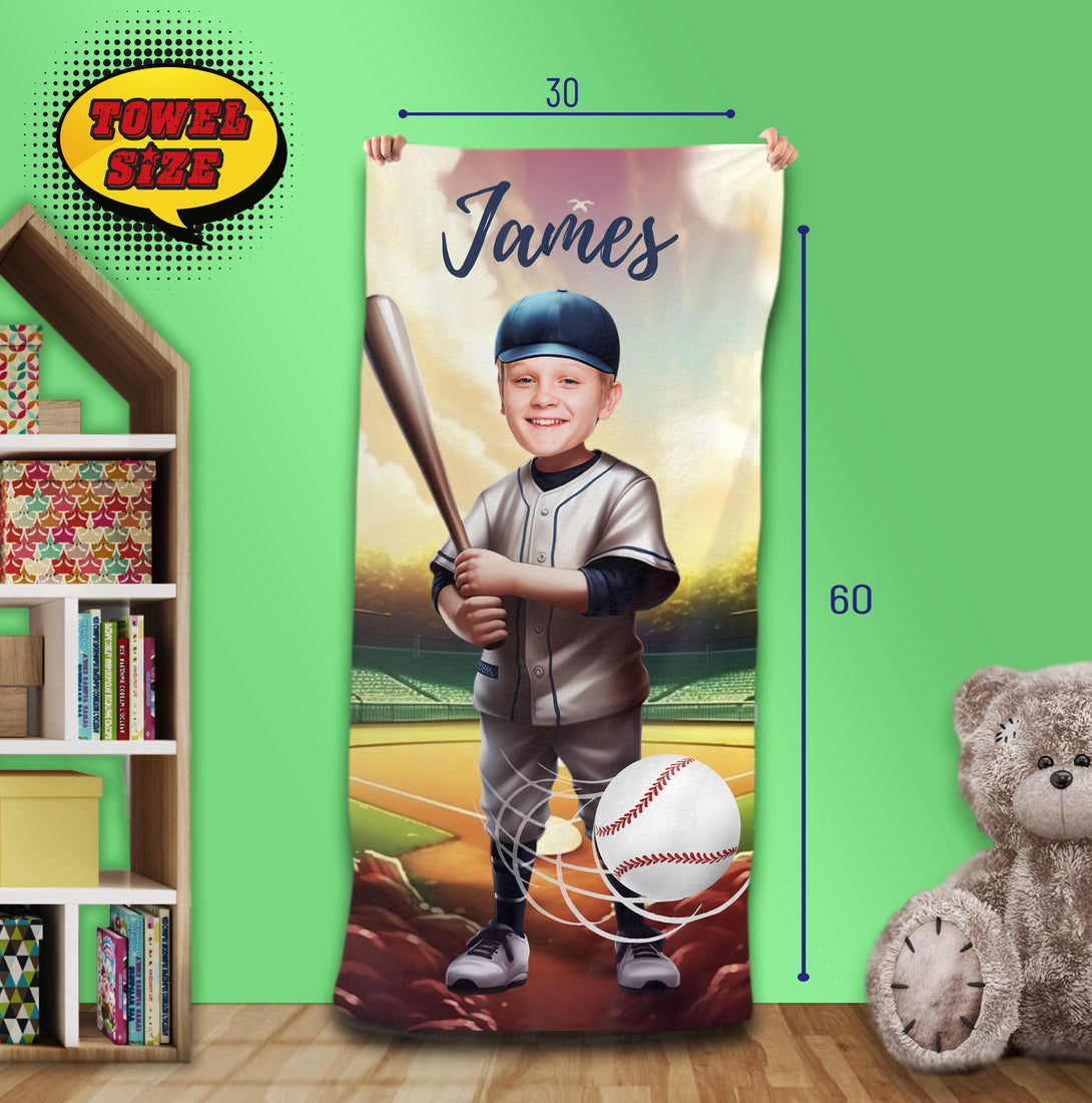 Baseball Photo Beach Towel, Custom Face Pool Towel - Custamazegifts.com 