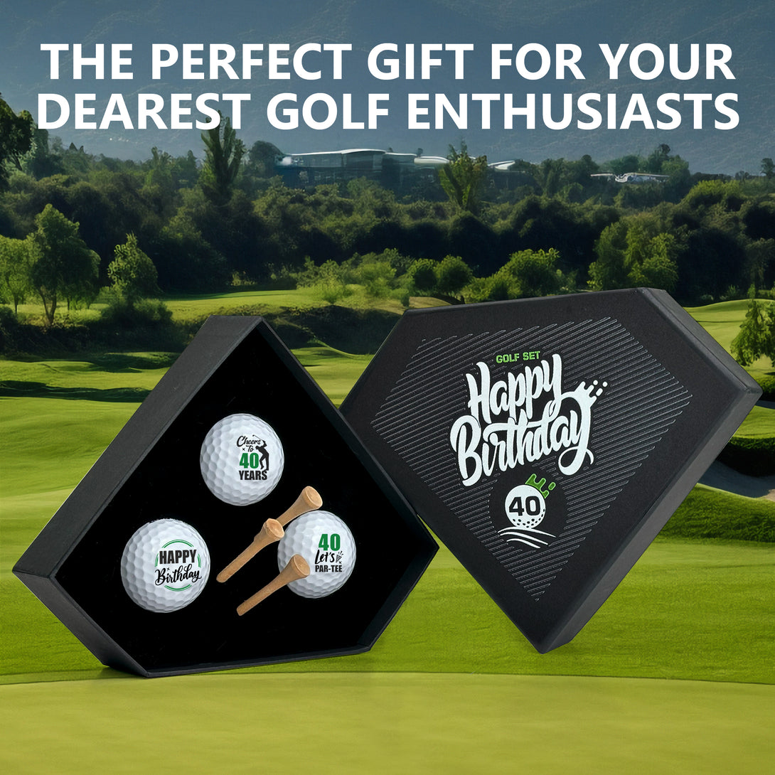 Happy Birthday Golf Gift Box, Personalized 3 Golf Balls with Your Age and 3 Tees - Custamazegifts.com 