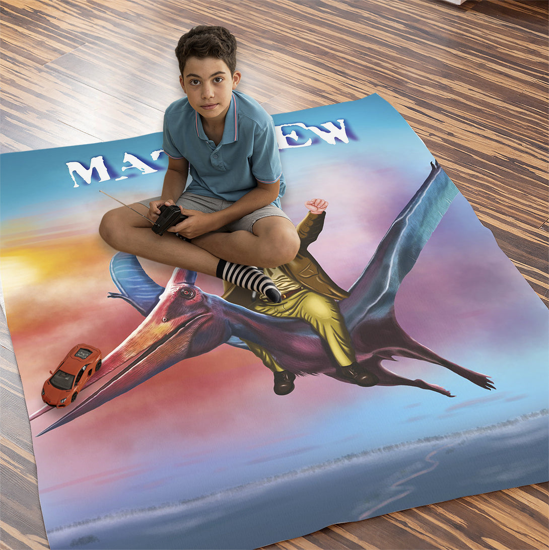 Pterodactyl Photo Throw Blanket for Kids - Custamazegifts.com 