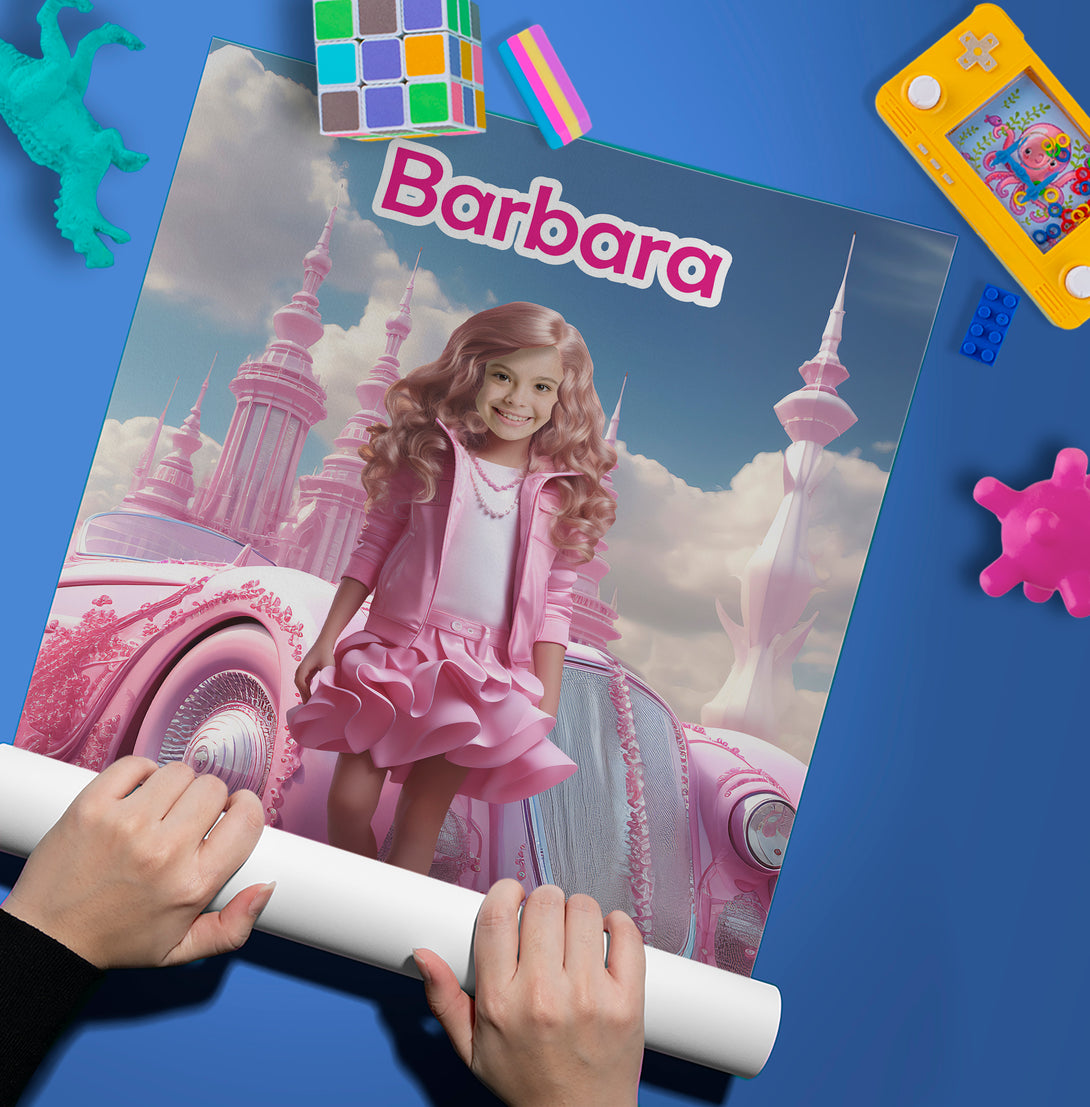 Personalized Barbie Girl Poster, Barbie Custom Photo Gift - Custamazegifts.com 