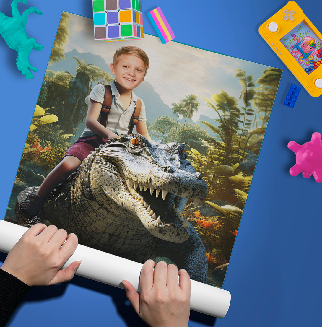 Custom Prints Kids Poster Digital Photo Crocodile Lover Boys Gift - Custamazegifts.com 