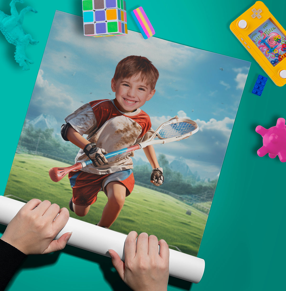 Personalized Lacrosse Boy Photo Poster, Sports Fan Digital Prints - Custamazegifts.com 