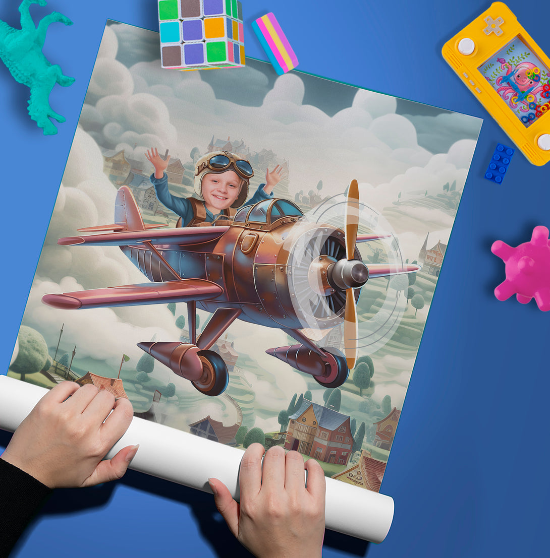 Pilot Gift for Him Custom Poster Digital Photo Airplane Gifts - Custamazegifts.com 