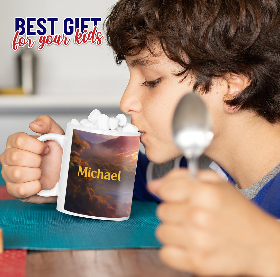 Customized Photo Mug Child Riding Dinosaur, T-Rex Jurassic Gifts for Kids - Custamazegifts.com 